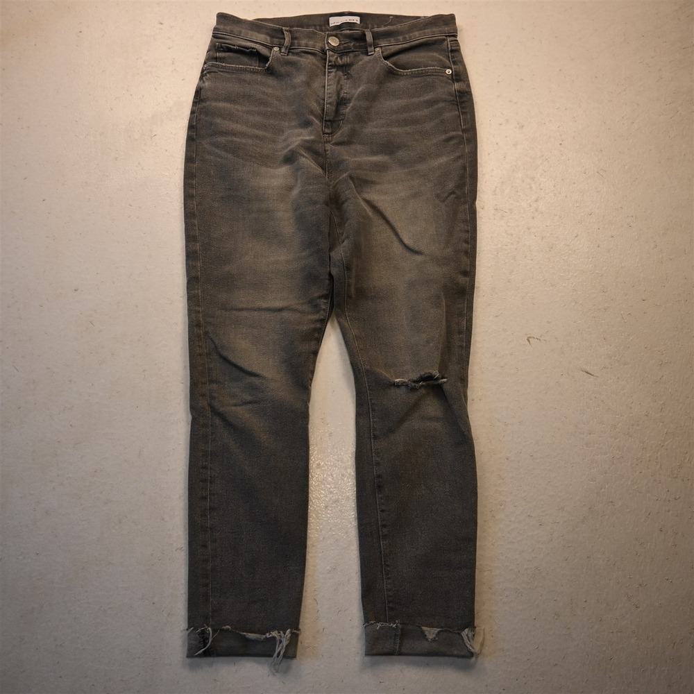 LOFT 12 High Rise Skinny Ankle Gray Stretch Denim Womens Jeans